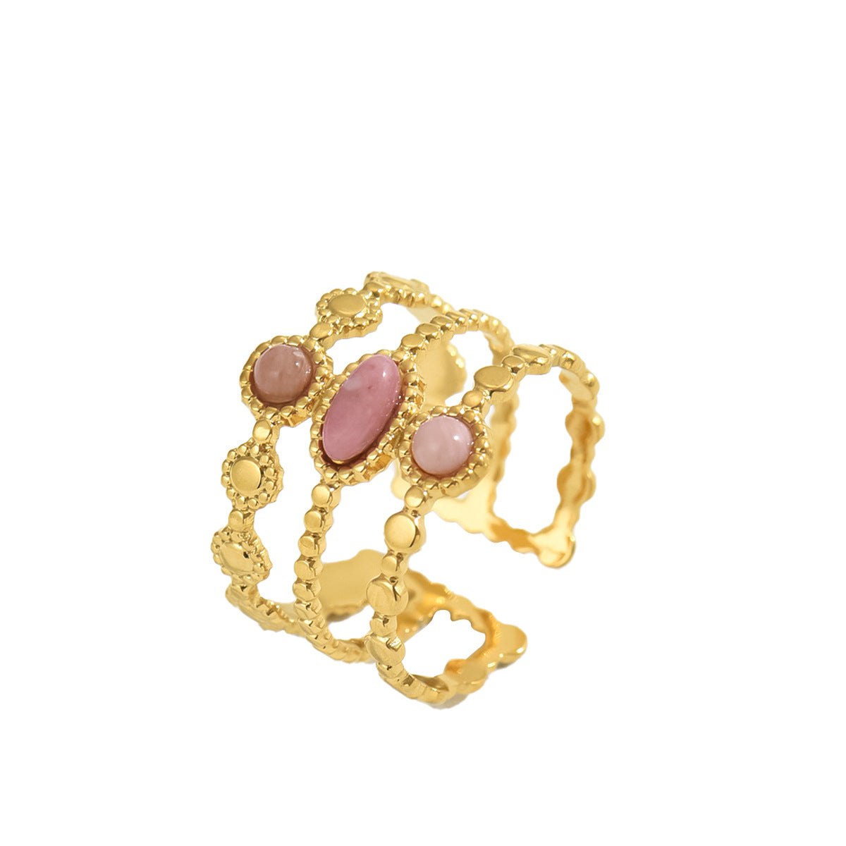 Layered Gemstone Open Ring