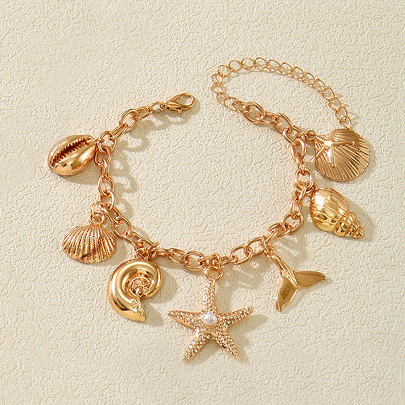 Shell Pearl Necklace & Bracelet Set