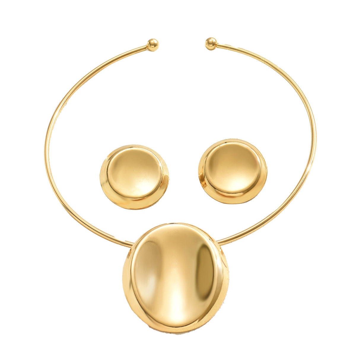 Geometric Pendant Necklace & Earrings Set