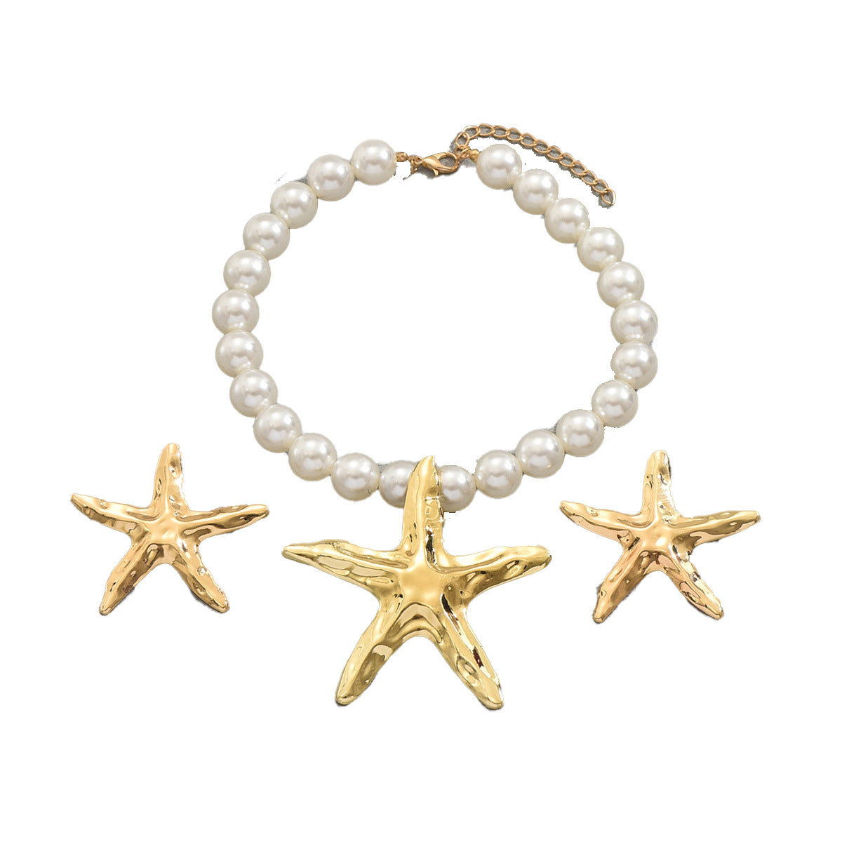 Starfish Pearl Necklace & Earrings Set