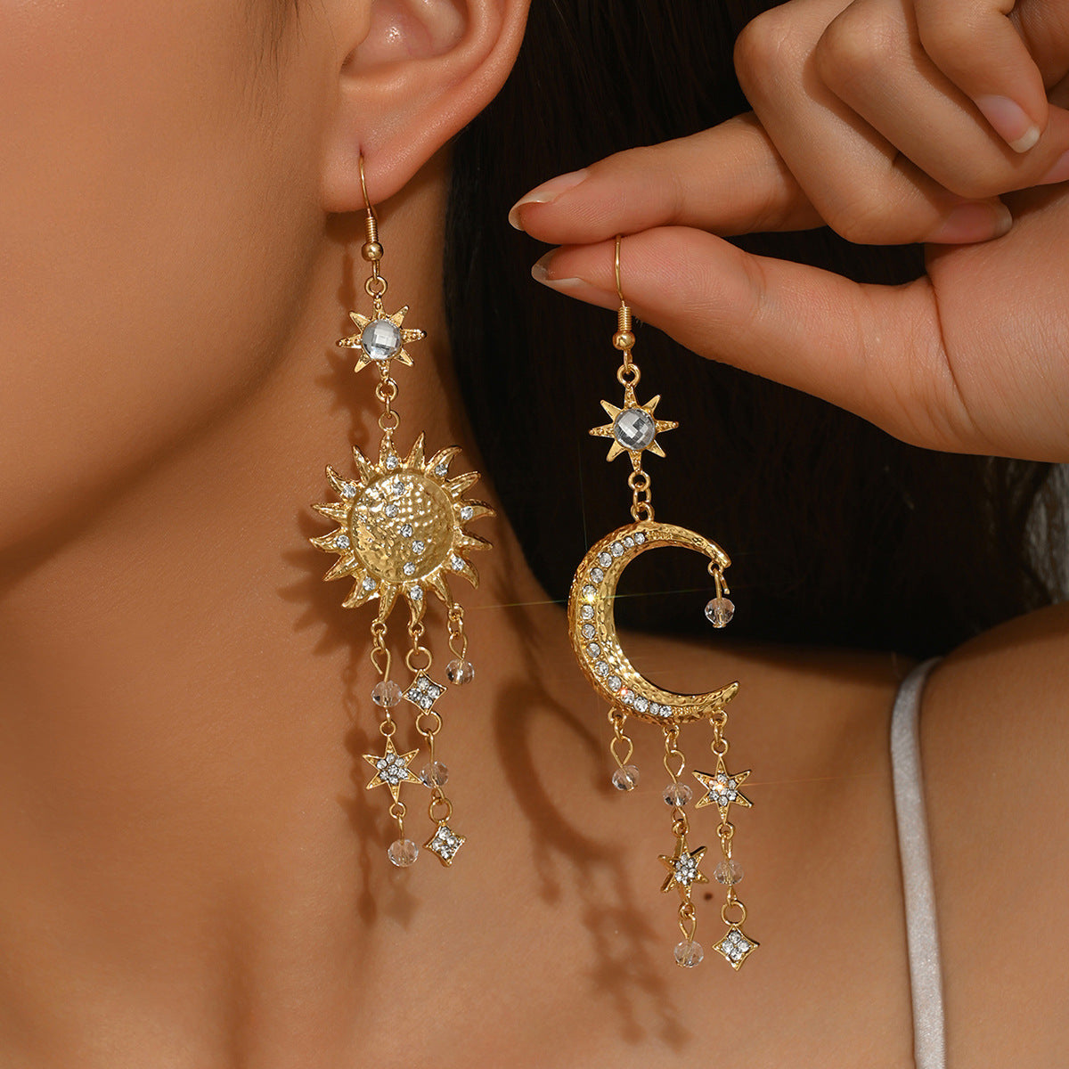 Sun & Moon Tassel Earrings