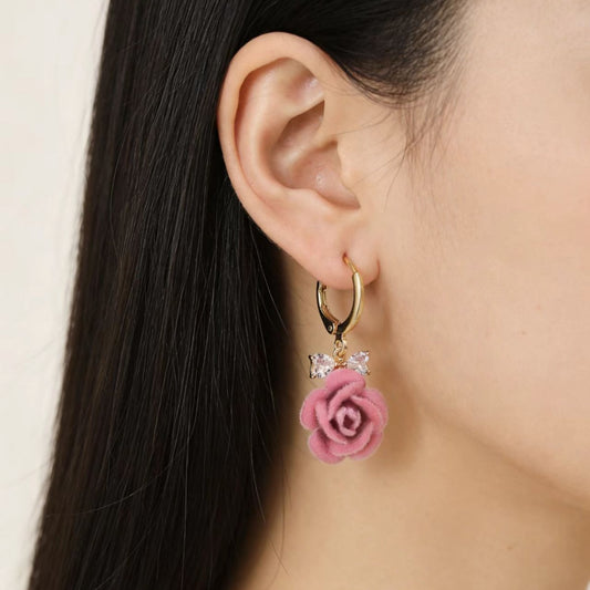 Rose Velvet Bow Earrings
