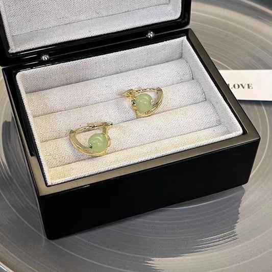 Opal exquisite small ear buckle green earrings 2024 new trendy fashion simple versatile simple temperament earrings