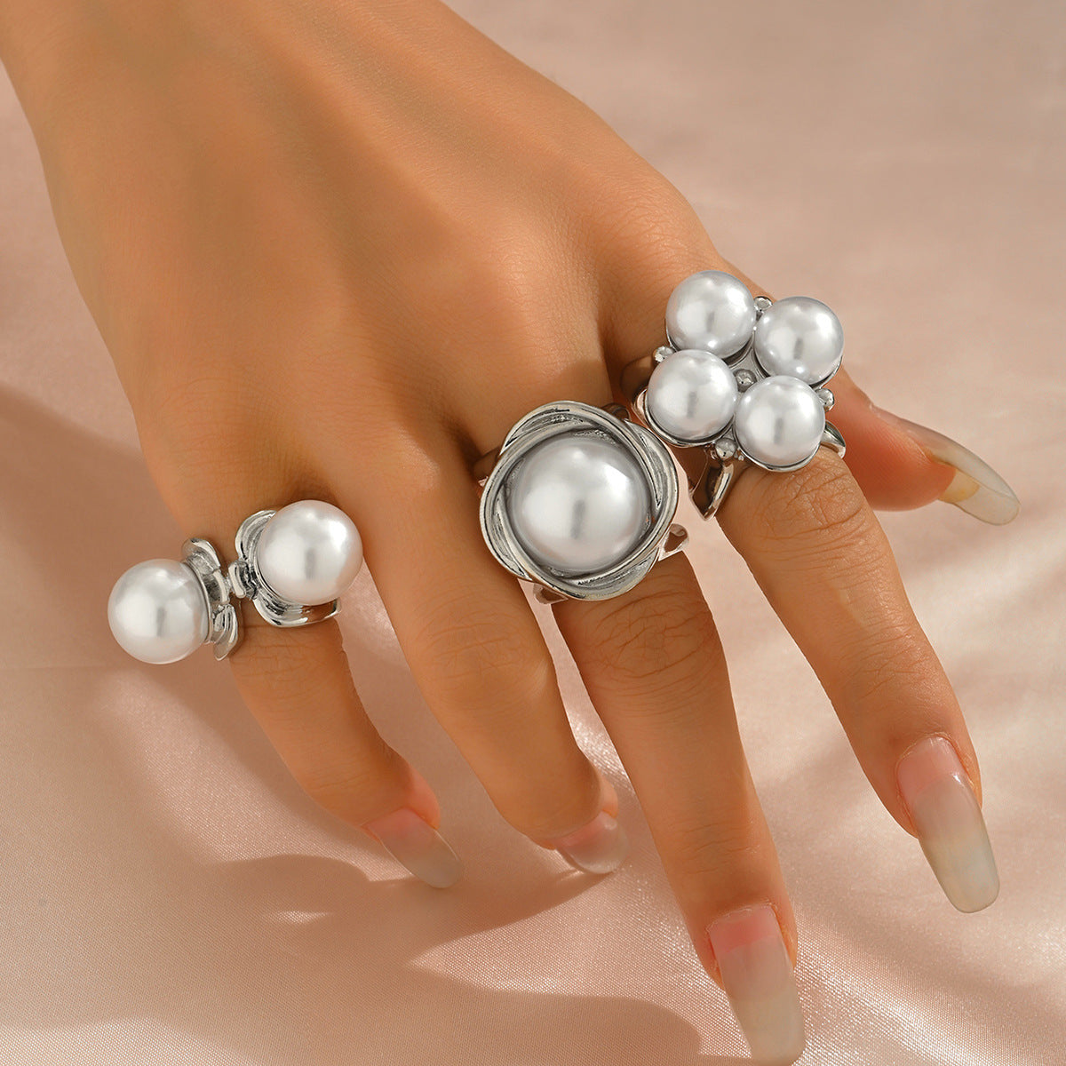 Pearl Open Ring Set