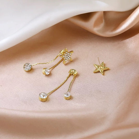 Tassel long pearl star earrings - luxury, high-end, unique, and versatile women's earrings - star-shaped, niche design stud earrings for women