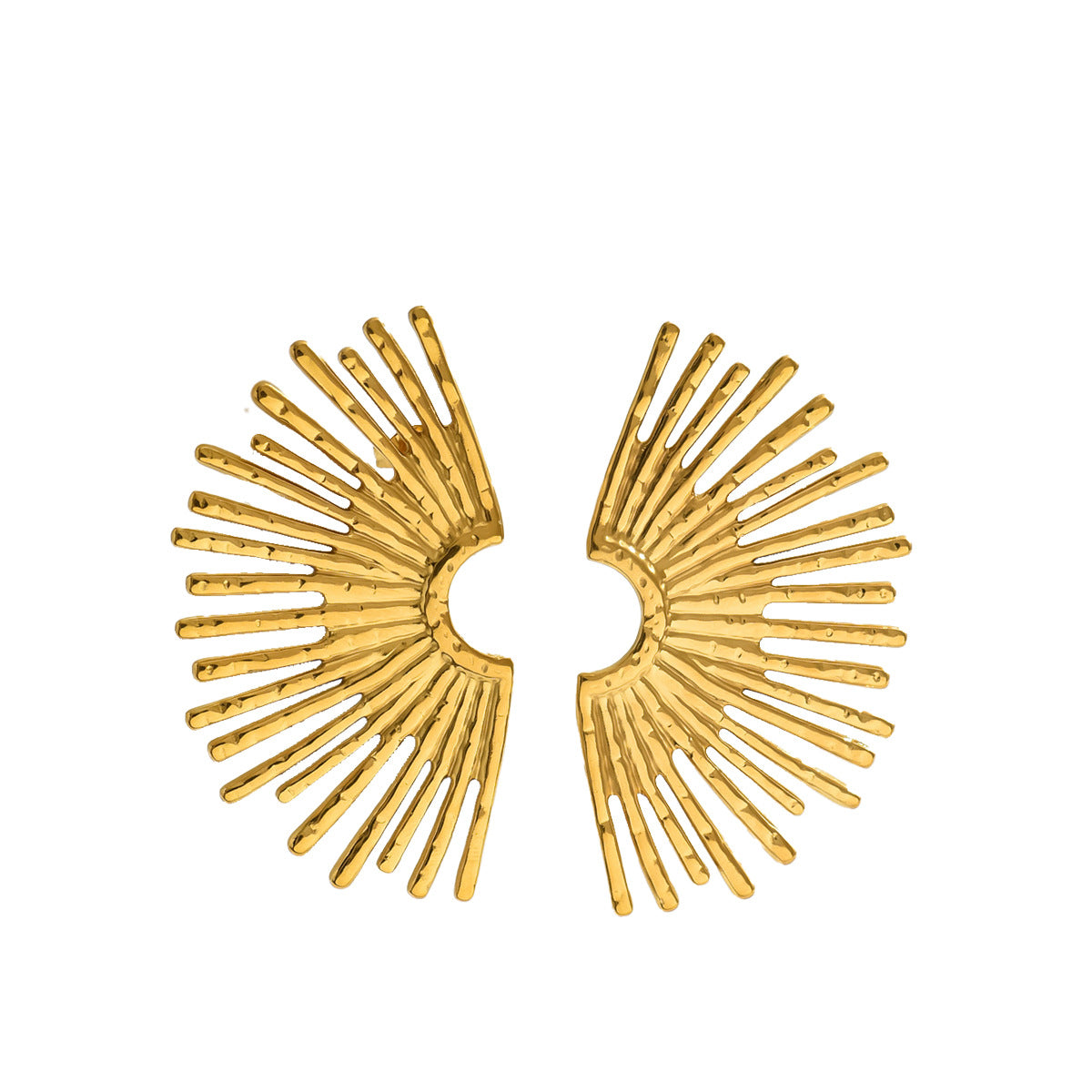 Fan-Shaped 18K Gold-Plated Stud Earrings