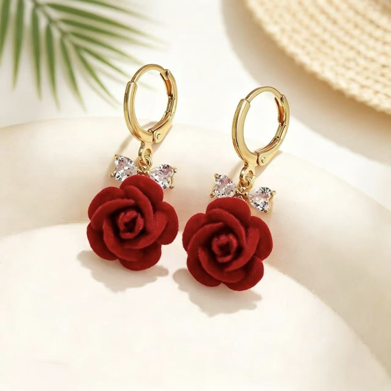 Rose Velvet Bow Earrings