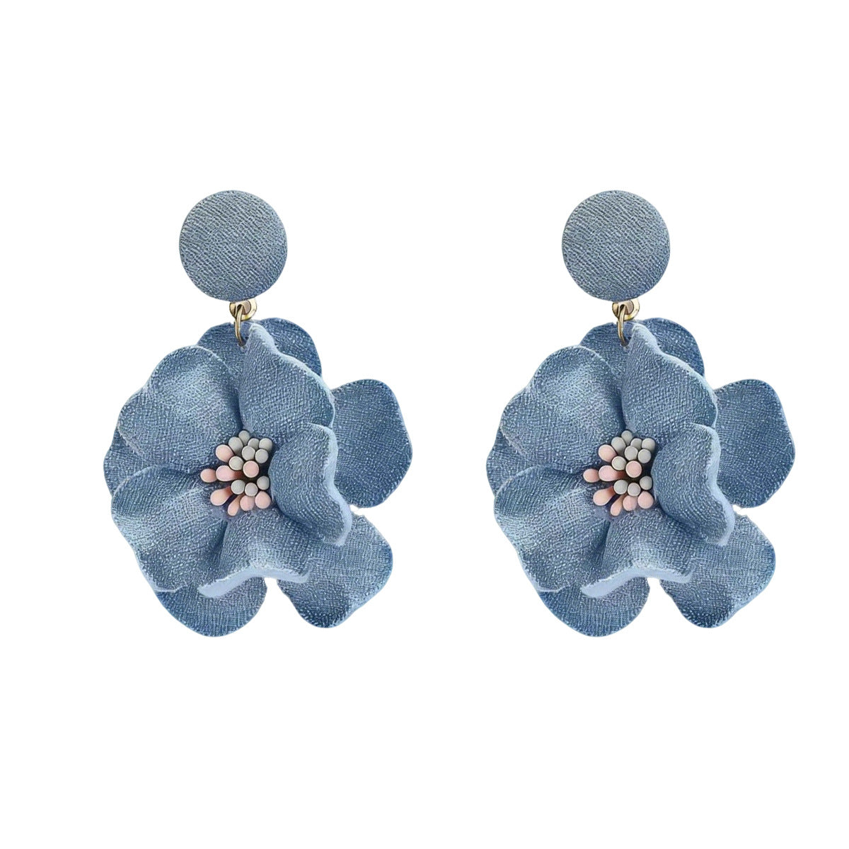 Fabric Flower Drop Earrings