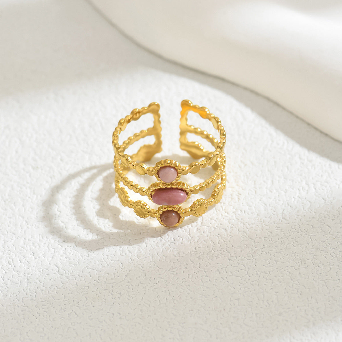 Layered Gemstone Open Ring