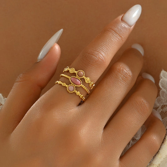Layered Gemstone Open Ring