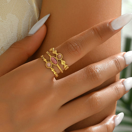 Layered Gemstone Open Ring