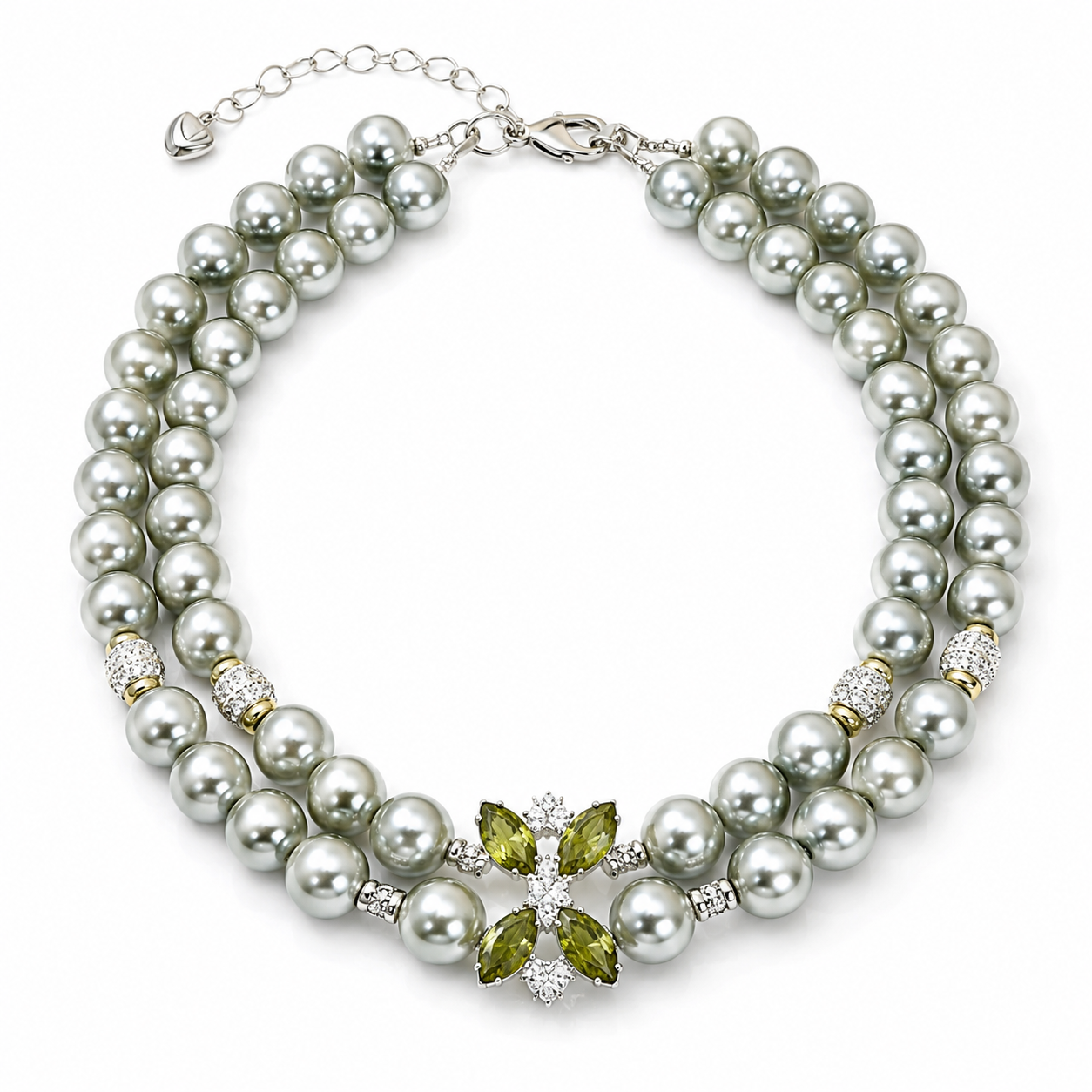 Handmade Lucky Silver Pearl Pet Collar with Butterfly Charm