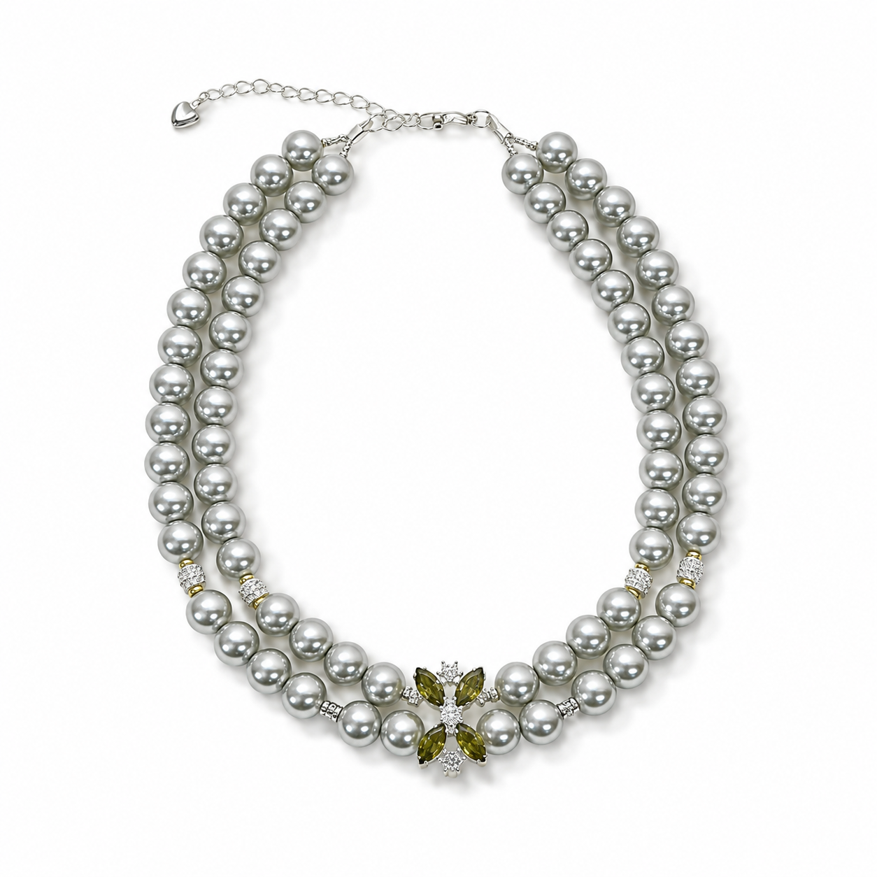 Handmade Lucky Silver Pearl Pet Collar with Butterfly Charm