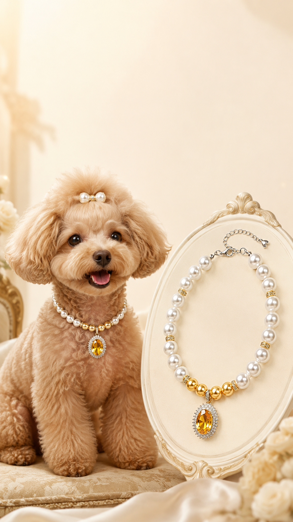 Handmade Lucky Pearl Pet Necklace