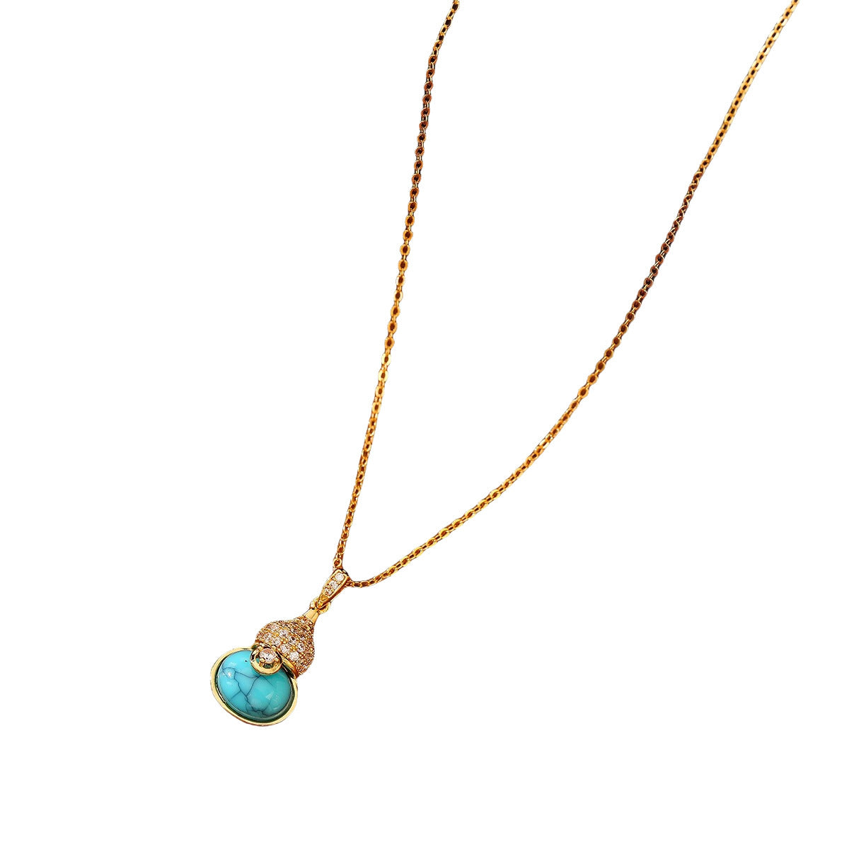new chinoiserie turquoise gourd clavicle chain women's micro-set full zirconium niche design fashion necklace