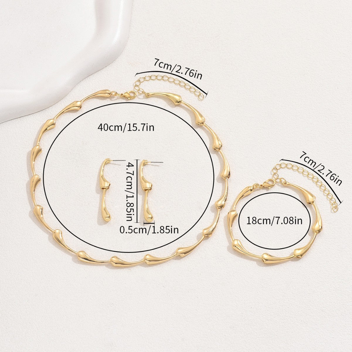 Teardrop Necklace, Earrings & Bracelet Set