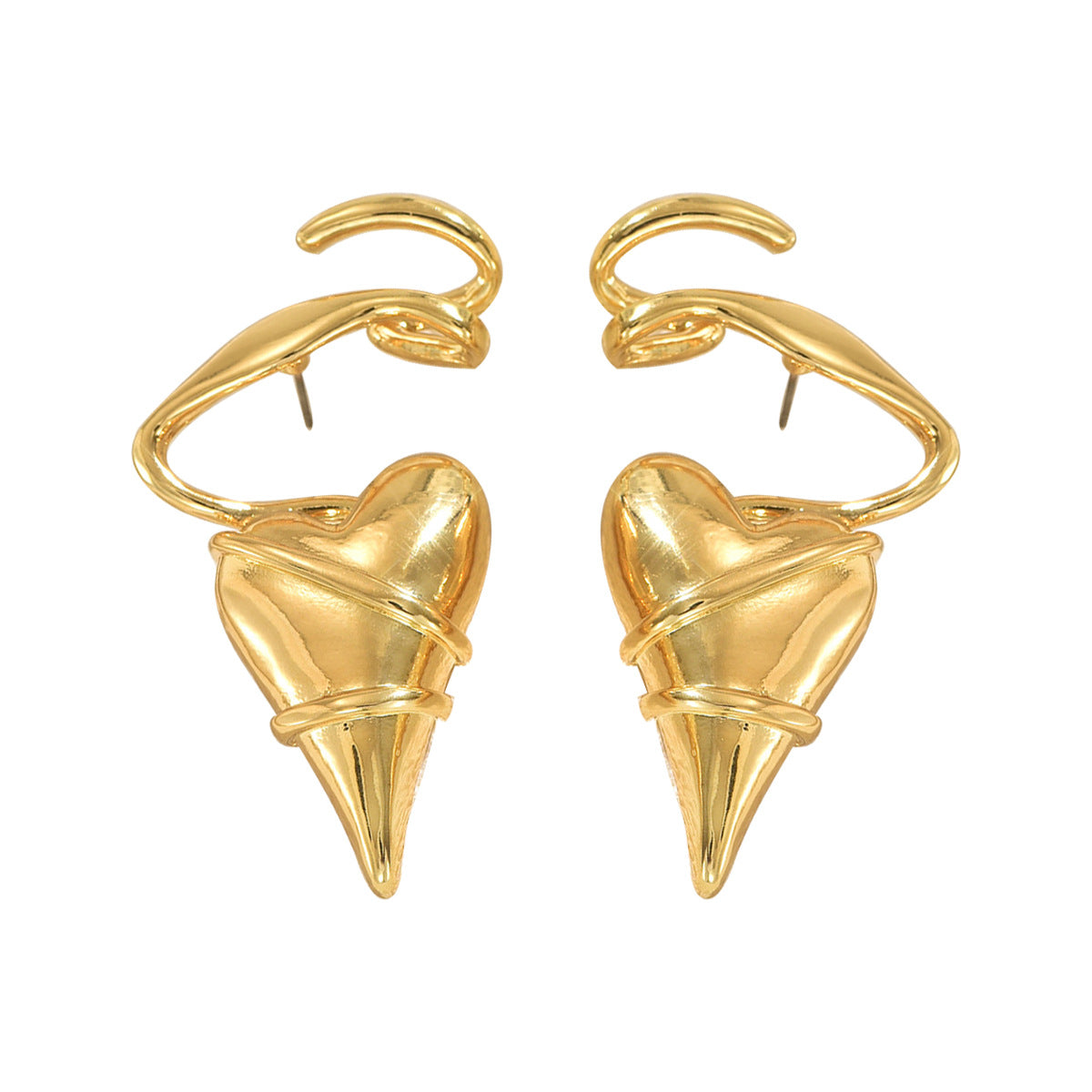 Geometric Heart Stud Earrings