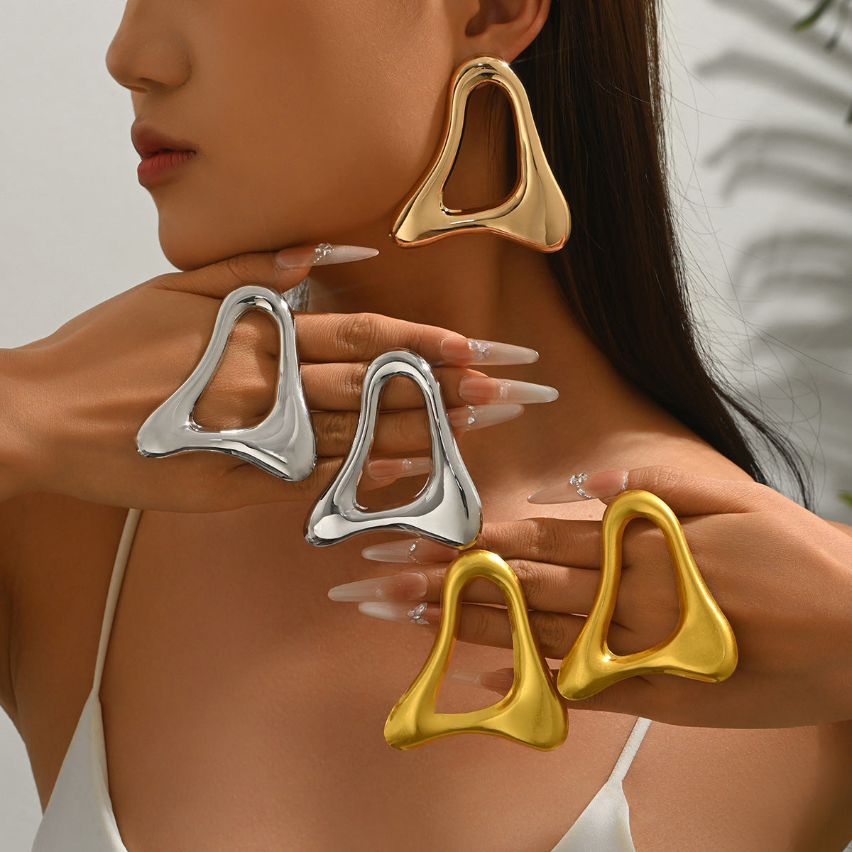 Hollow Triangle Statement Earrings