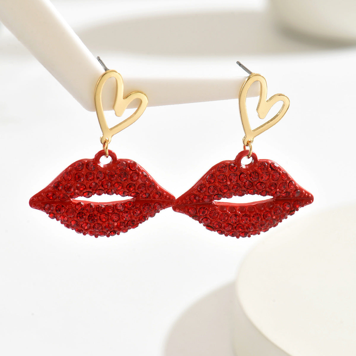 Heart & Lips Crystal Earrings