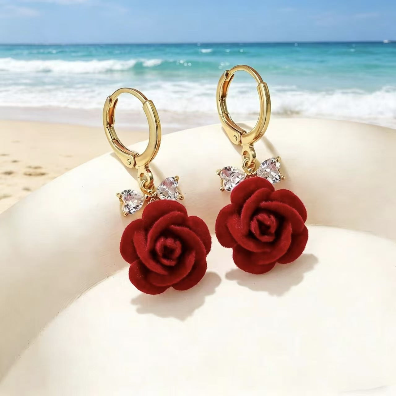 Rose Velvet Bow Earrings