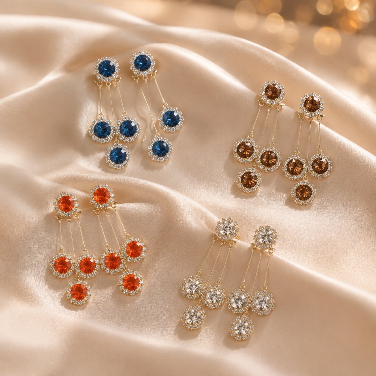 2026 new blue teardrop star wish french hepburn long tassel fashionable exquisite two-way earrings