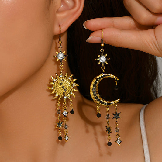 Sun & Moon Tassel Earrings