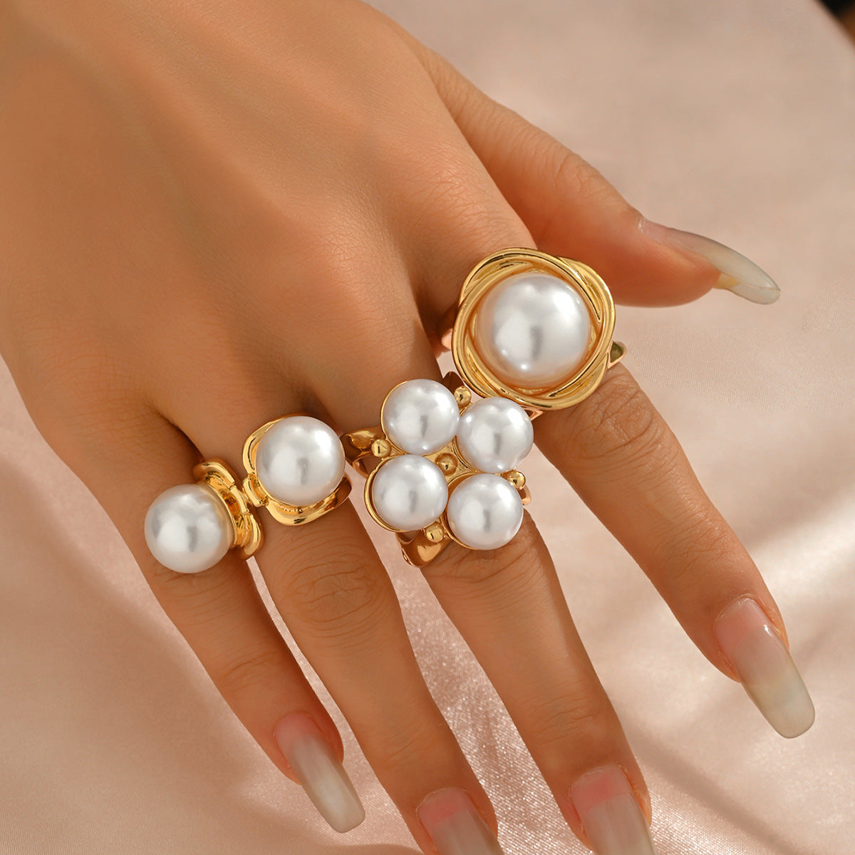 Pearl Open Ring Set