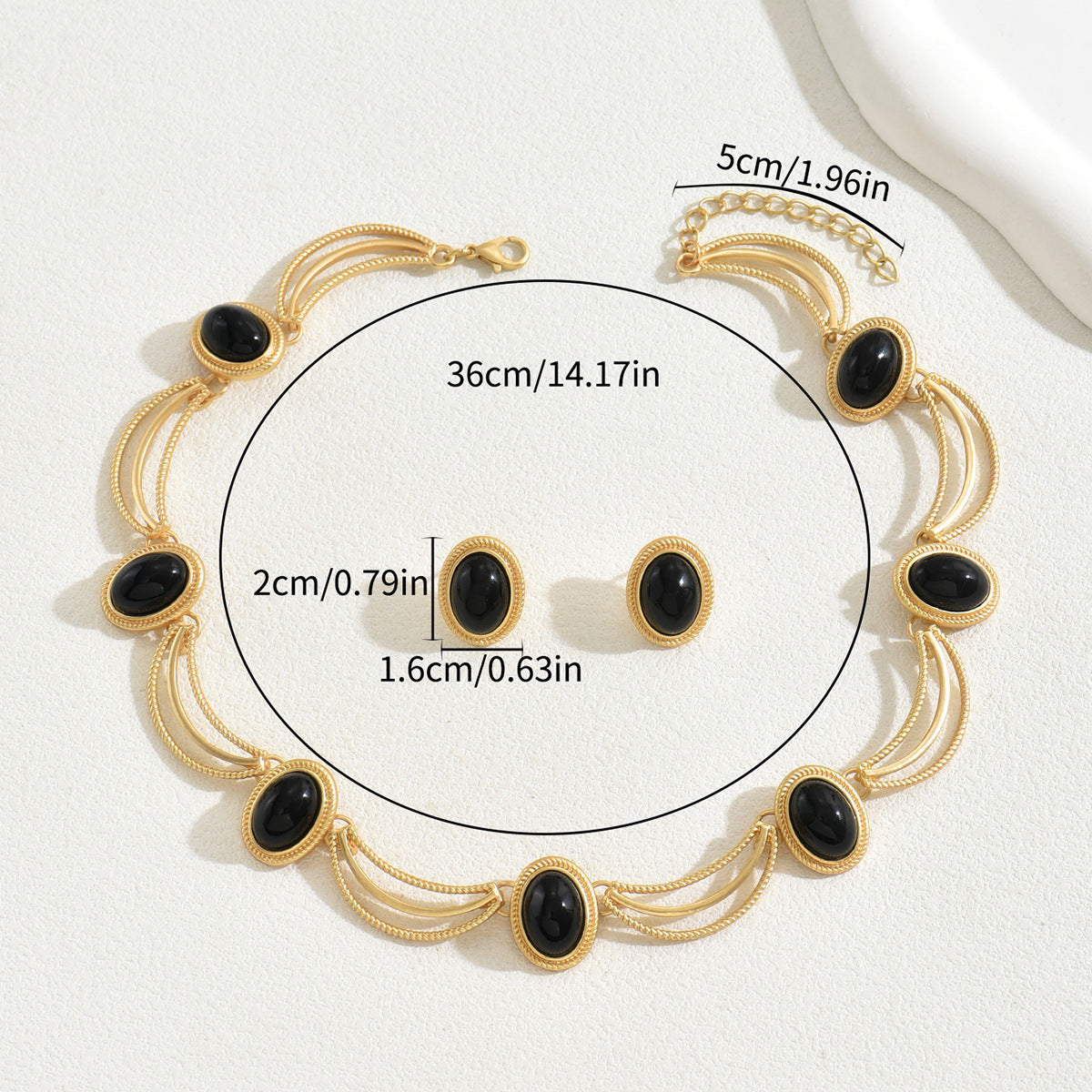 Vintage Gem Necklace & Earrings Set
