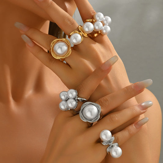 Pearl Open Ring Set