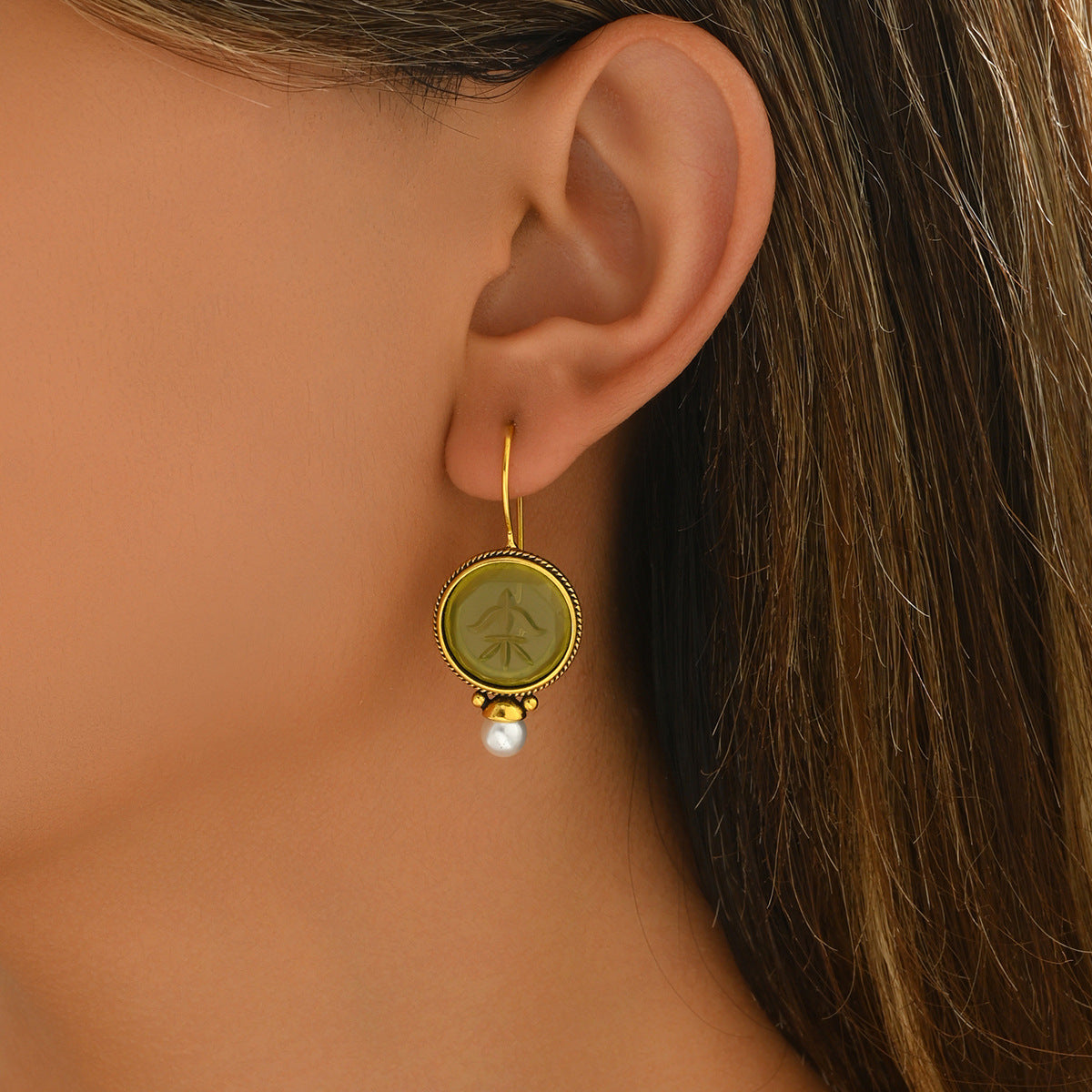 Emerald Green Geometric Earrings