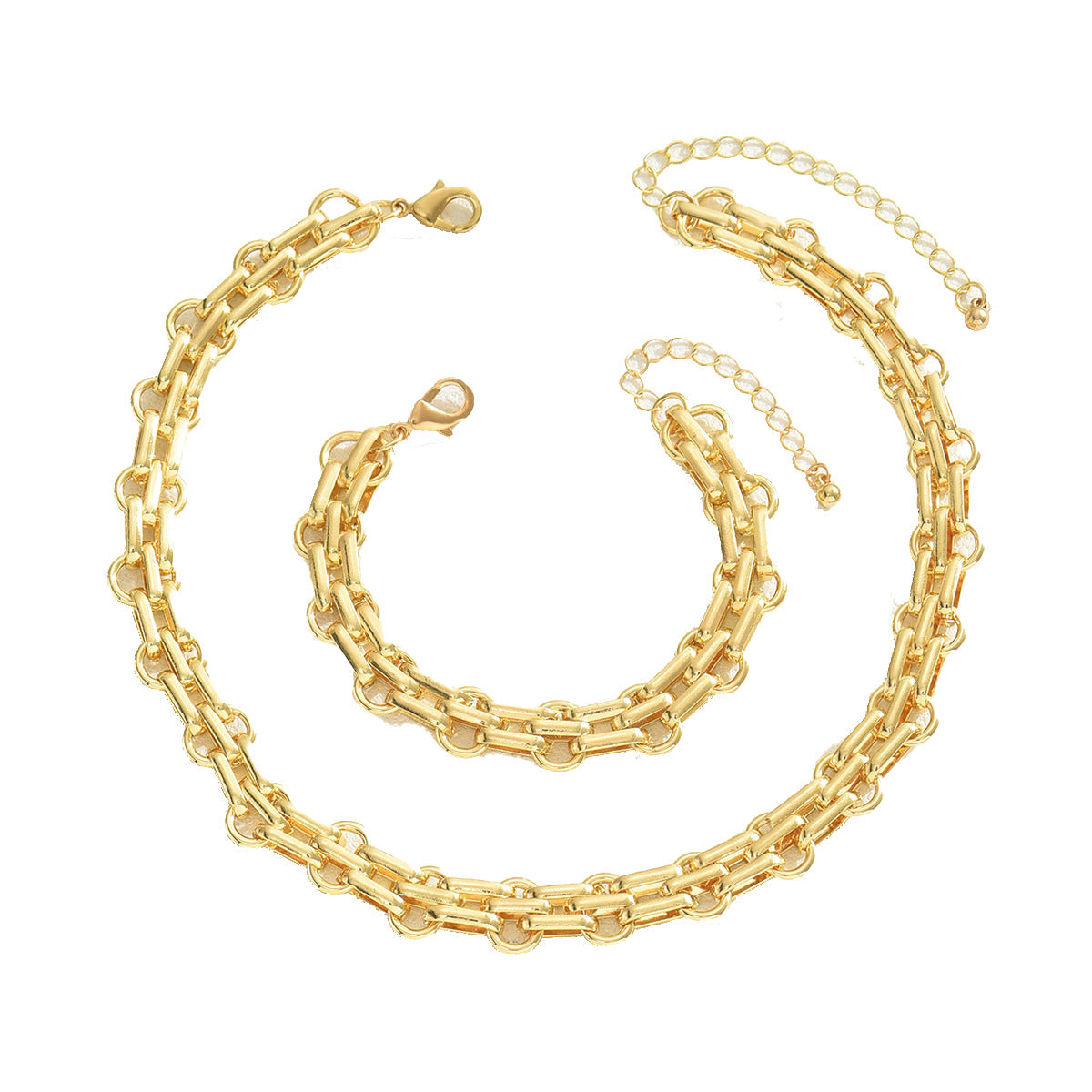 Sculptural Metal Necklace & Bracelet Set