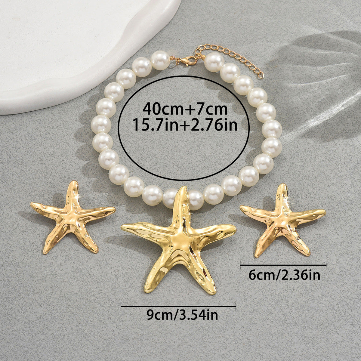 Starfish Pearl Necklace & Earrings Set