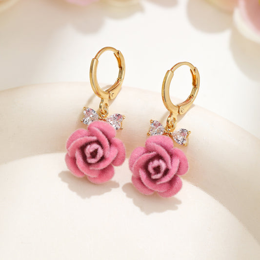 Rose Velvet Bow Earrings