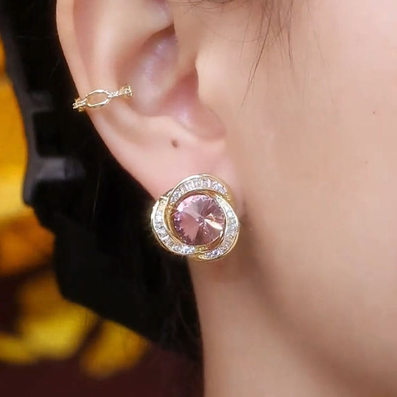 super flash purple ear buckle women's light luxury high-end autumn and winter new niche earrings high-end face-showing thin earrings