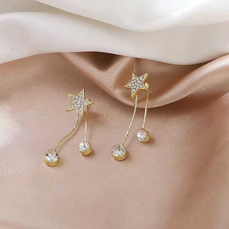 Tassel long pearl star earrings - luxury, high-end, unique, and versatile women's earrings - star-shaped, niche design stud earrings for women