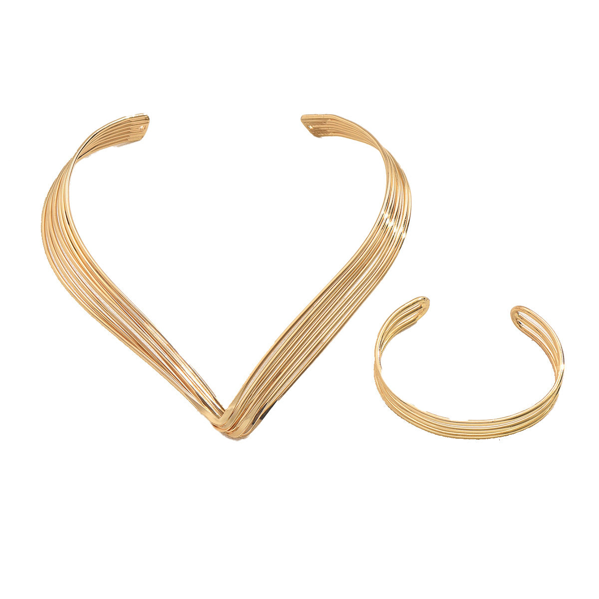 Layered Statement Necklace & Bracelet Set