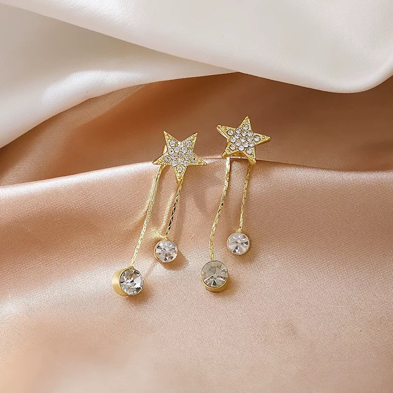 Tassel long pearl star earrings - luxury, high-end, unique, and versatile women's earrings - star-shaped, niche design stud earrings for women