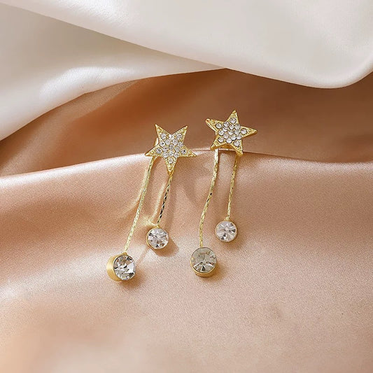 Tassel long pearl star earrings - luxury, high-end, unique, and versatile women's earrings - star-shaped, niche design stud earrings for women