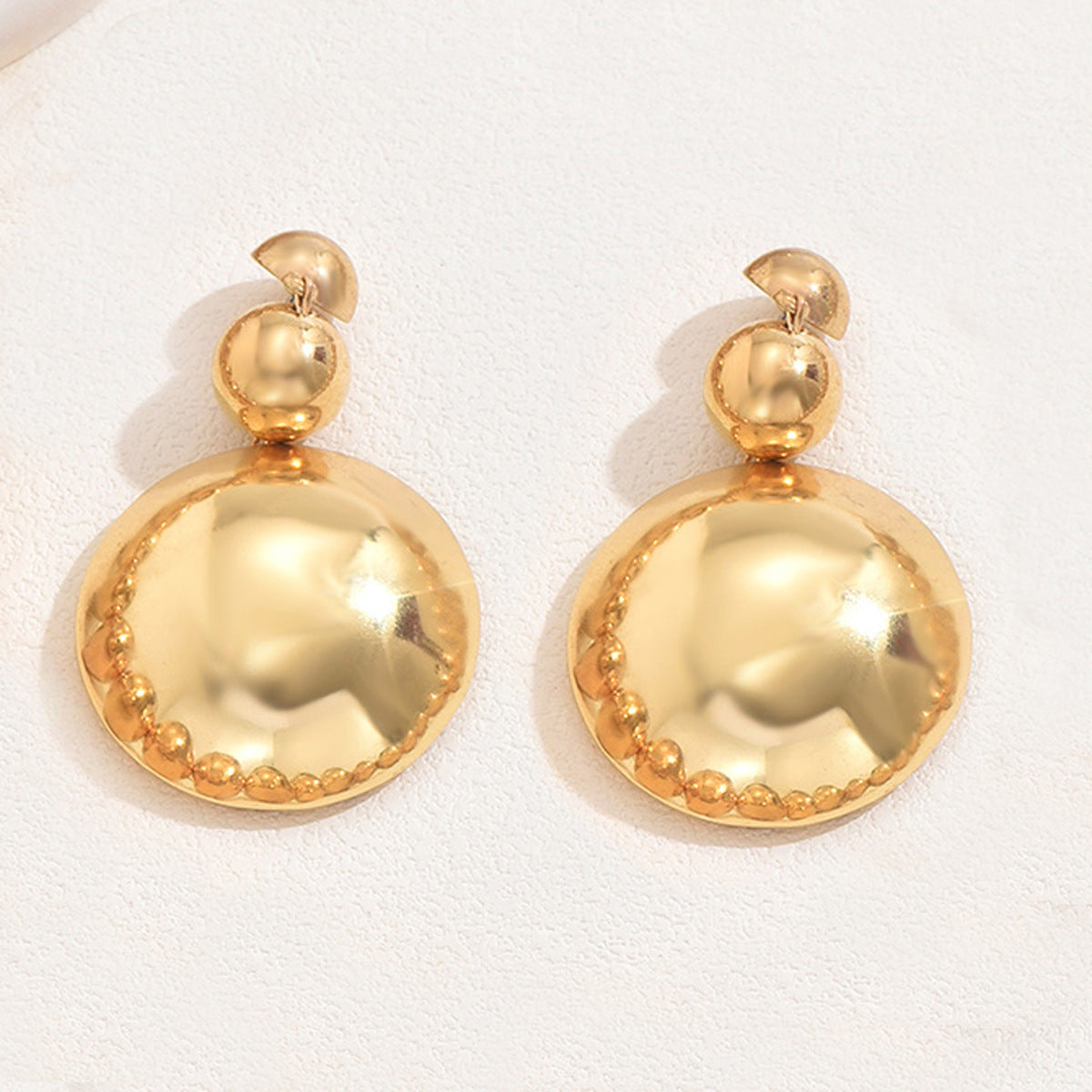 Metal Bead Necklace & Drop Earrings Set