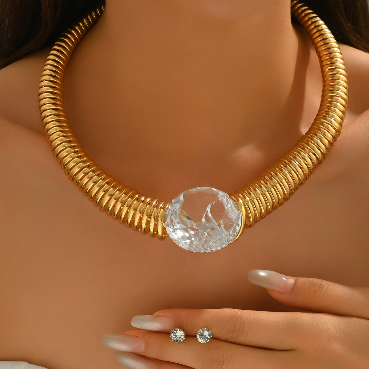 Crystal Woven Chain Necklace