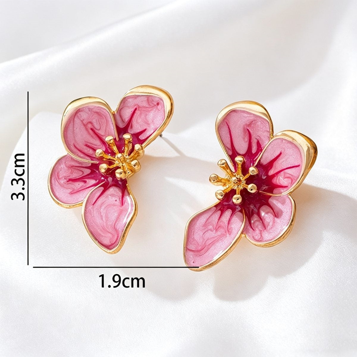 Metal Enamel Flower Stud Earrings