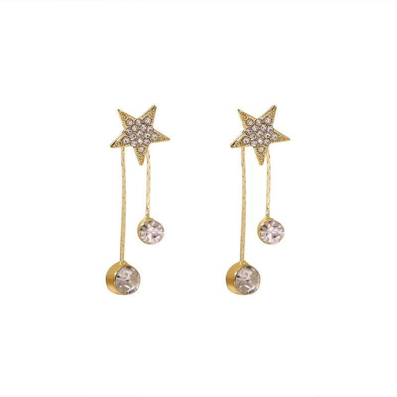 Tassel long pearl star earrings - luxury, high-end, unique, and versatile women's earrings - star-shaped, niche design stud earrings for women