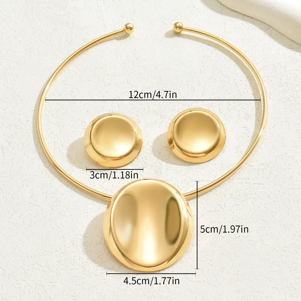 Geometric Pendant Necklace & Earrings Set