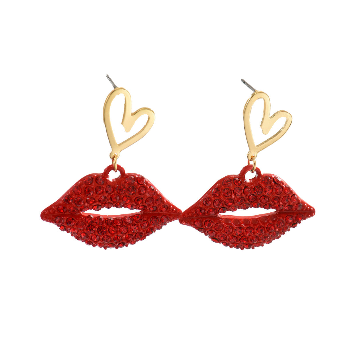 Heart & Lips Crystal Earrings