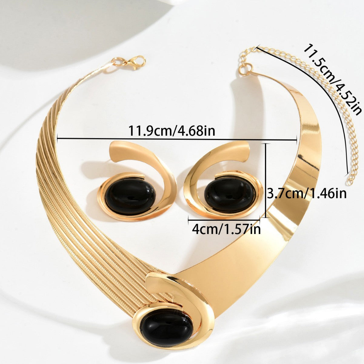 Geometric Gem Necklace & Earrings Set