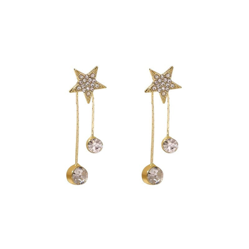 Tassel long pearl star earrings - luxury, high-end, unique, and versatile women's earrings - star-shaped, niche design stud earrings for women