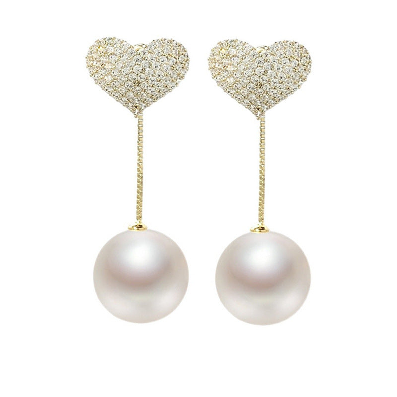 new simple temperament girl earrings, one pair of pearl love earrings, small fragrant peach heart earrings