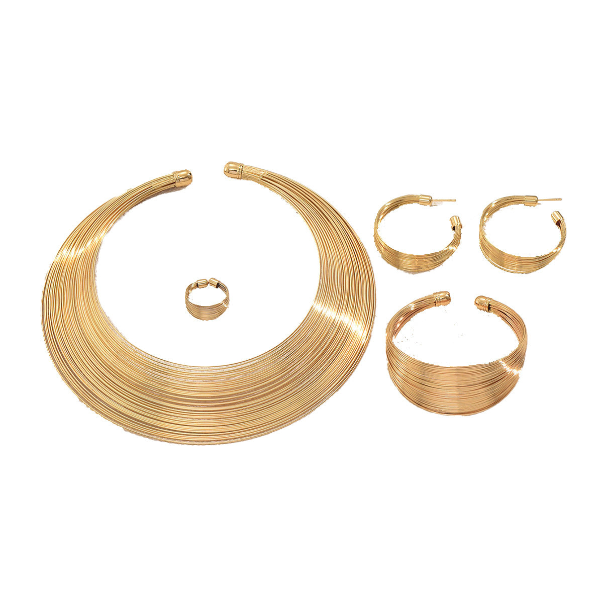Layered Geometric Necklace & Bracelet Set