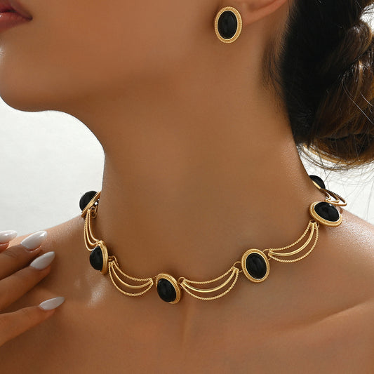 Vintage Gem Necklace & Earrings Set