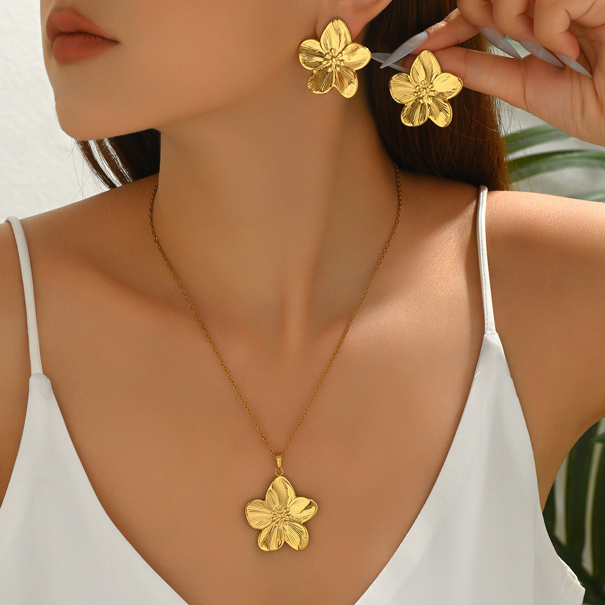 Multi-Charm Earrings & Long Necklace Set